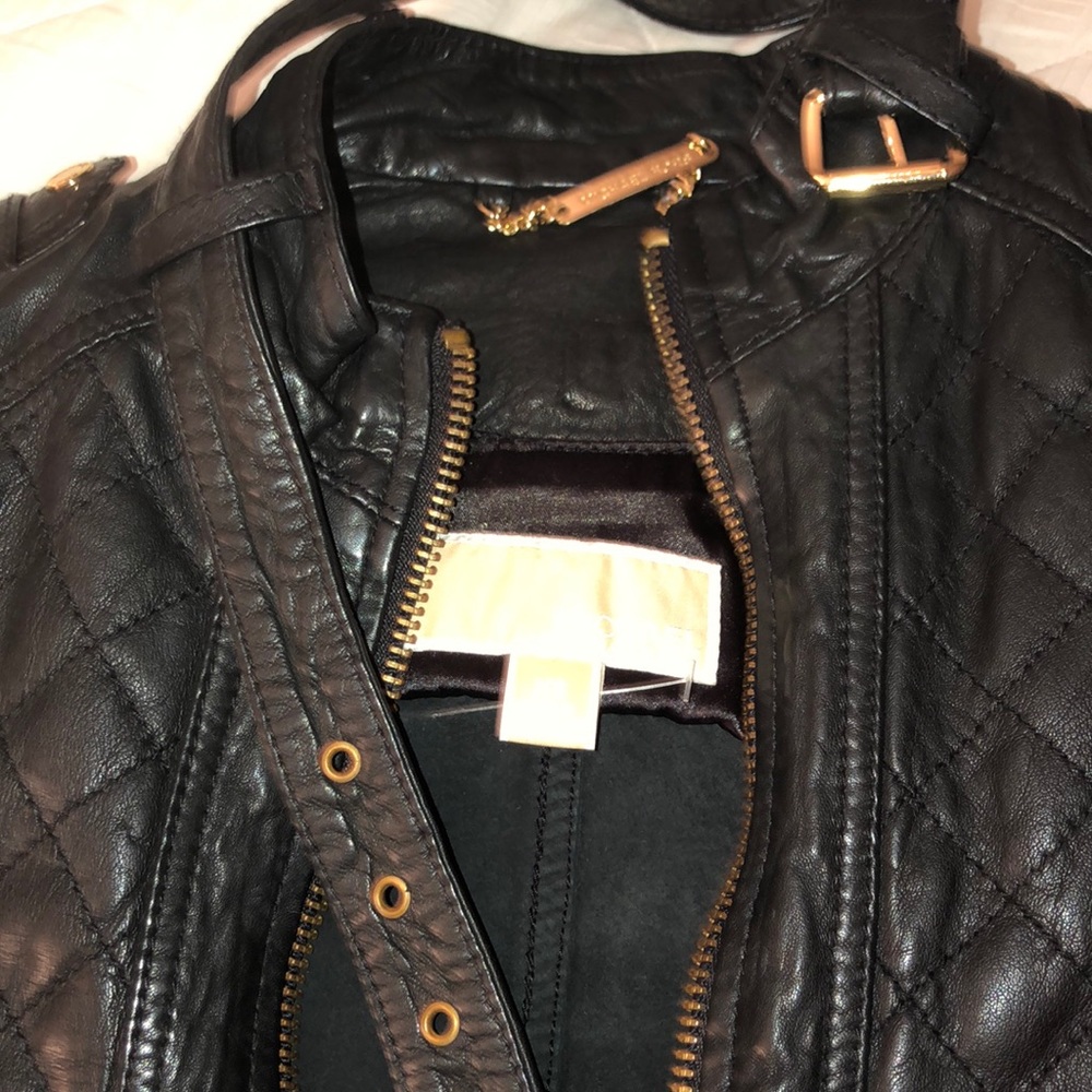 Black leather moto jacket